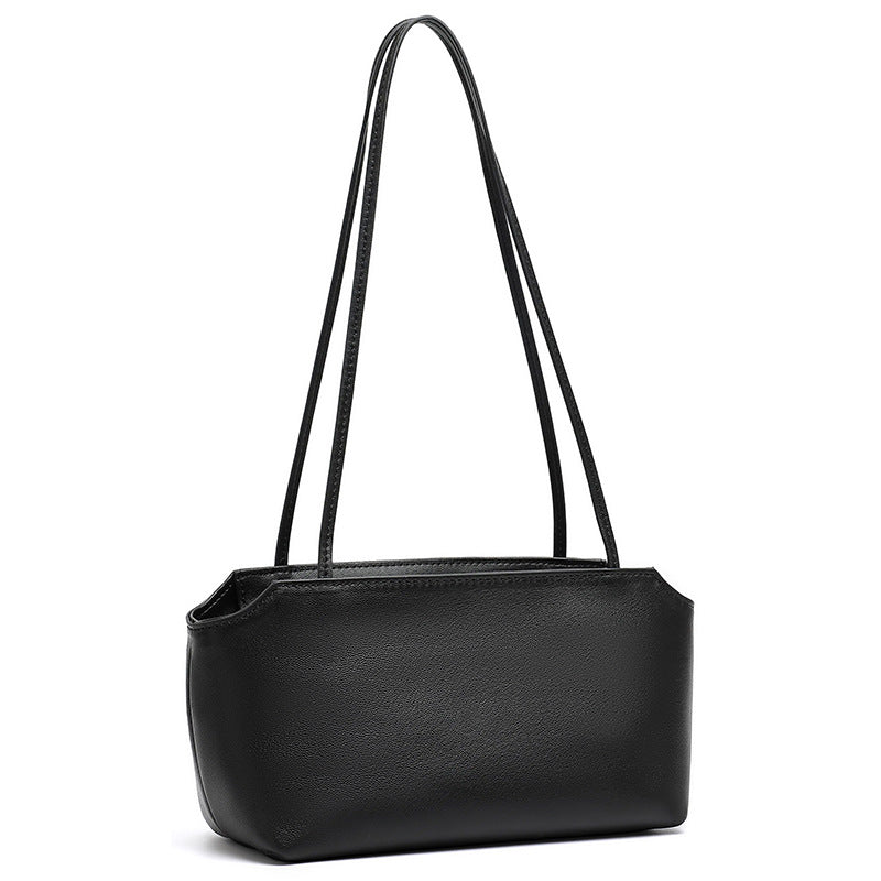 Minimalist Genuine Lambskin Leather Baguette Clutch Bag