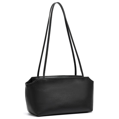 Minimalist Genuine Lambskin Leather Baguette Clutch Bag