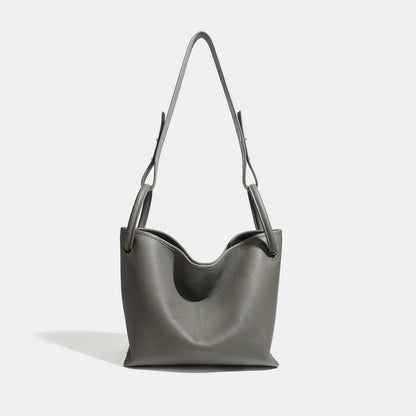 Timeless Large Capacity Soft Genuine Leather Bucket Shoulder Bag