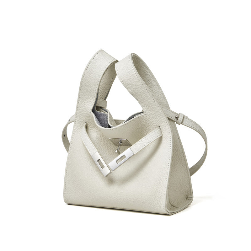 Classic Genuine Leather Chic Daily Crossbody Bucket Bag