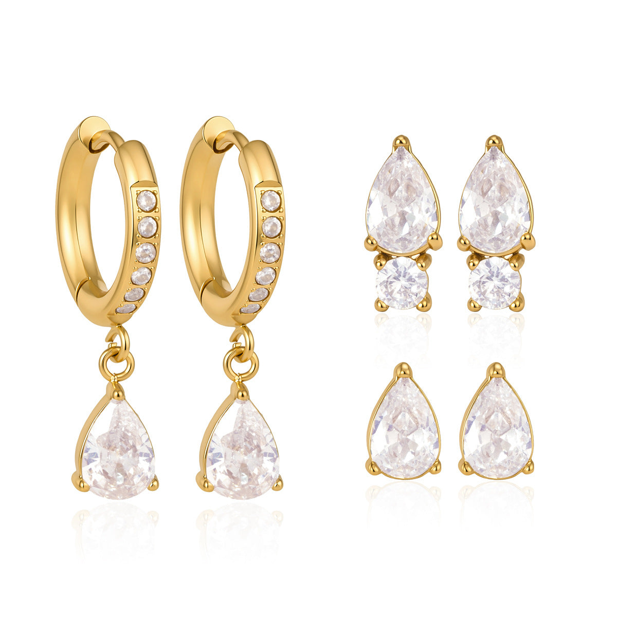 Elegant Radiant Pear Drop Earrings Set