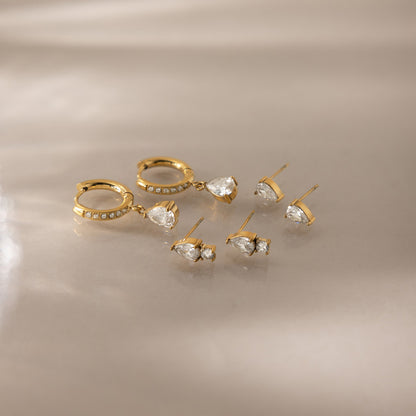 Elegant Radiant Pear Drop Earrings Set