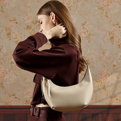 Niche Timeless Genuine Leather Dumping Bag With Unique Oil Waxed Patina