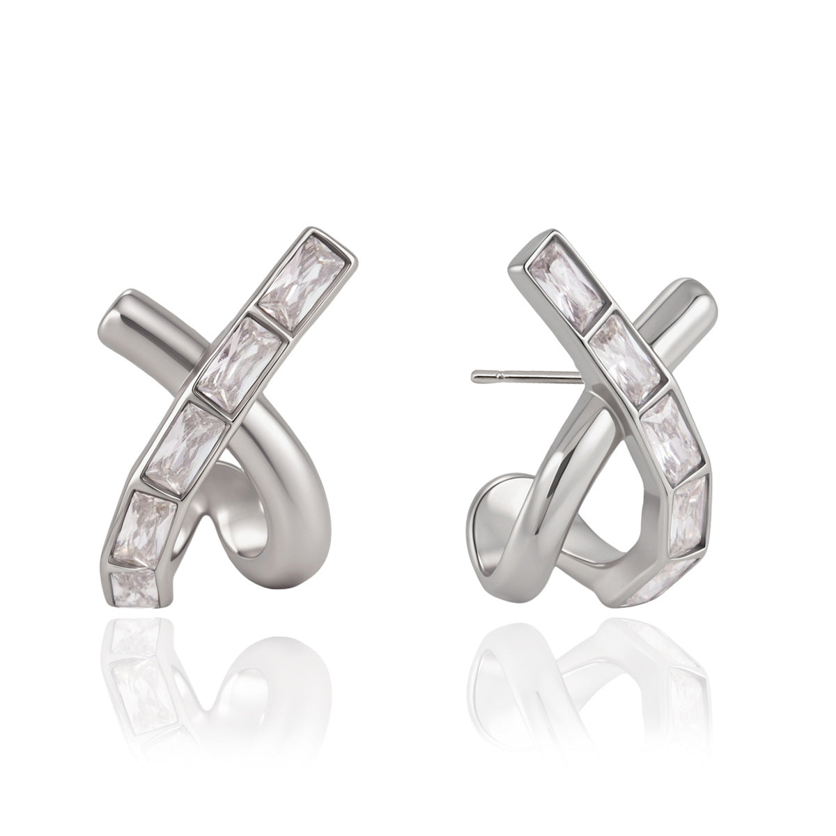 Luxury Majestic Baguette Criss Cross Intertwined Earrings