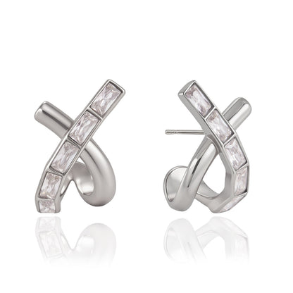 Luxury Majestic Baguette Criss Cross Intertwined Earrings
