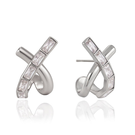 Luxury Majestic Baguette Criss Cross Intertwined Earrings