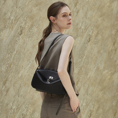 Silky Matte Genuine Leather Envelope Flap Clutch Bag