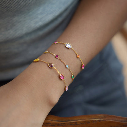 Chromatic Gradient Geometric Luminary Stacking Bracelet