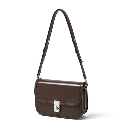 Vintage Sleek Plain Cowhide Genuine Leather Shoulder Messenger Bag