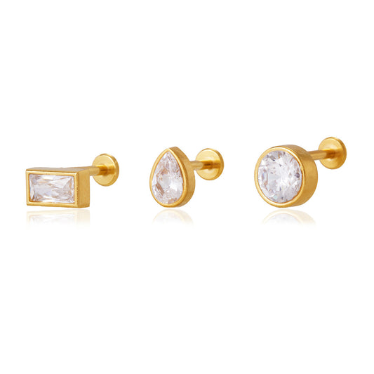 Luxury Artisan Sculptural Geometric Curated Stud Earrings Set