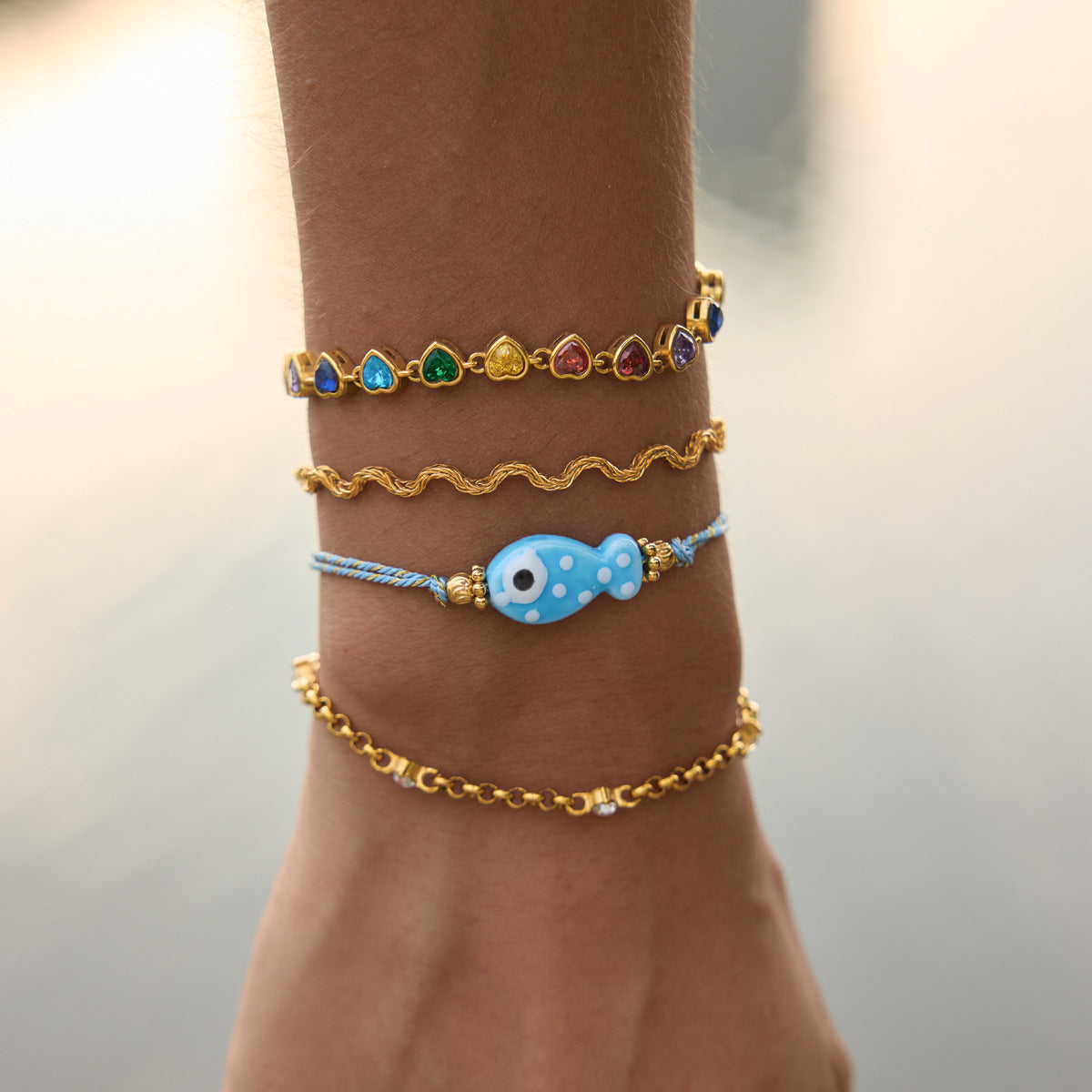 Whimsical Riviera Aquatic Dainty Charm Bracelet