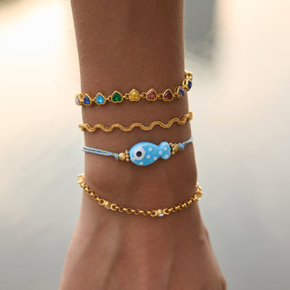 Whimsical Riviera Aquatic Dainty Charm Bracelet