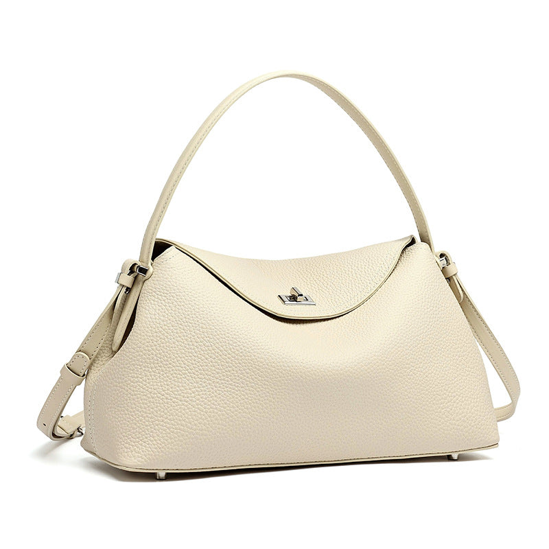 Slouchy Pebbled Genuine Leather Pillow Flip Clutch Bag