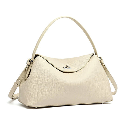 Slouchy Pebbled Genuine Leather Pillow Flip Clutch Bag