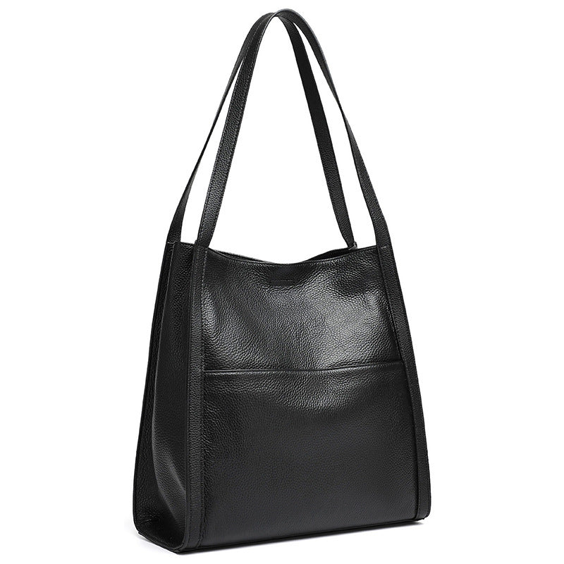Supple Genuine Leather Spacious Tote Clutch Bag
