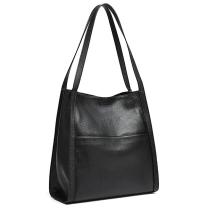 Supple Genuine Leather Spacious Tote Clutch Bag