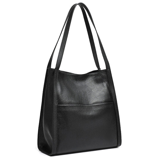 Supple Genuine Leather Spacious Tote Clutch Bag