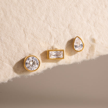 Luxury Artisan Sculptural Geometric Curated Stud Earrings Set