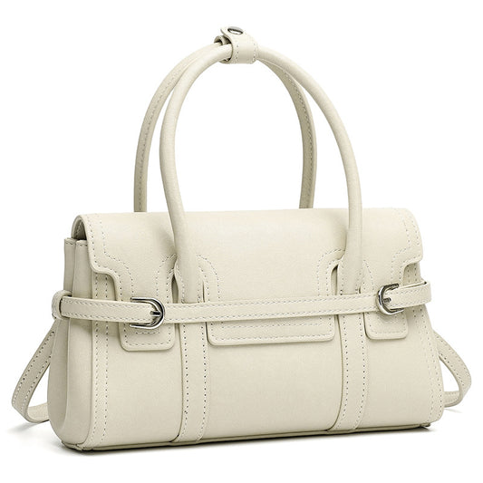 Sleek Genuine Leather Flap Satchel Clutch Bag