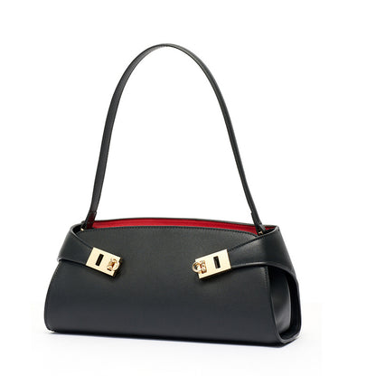 Graceful Genuine Leather Baguette Clutch Bag
