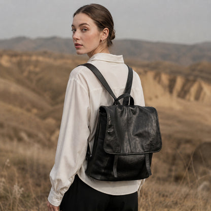 Vintage Casual Genuine Leather Flap Backpack