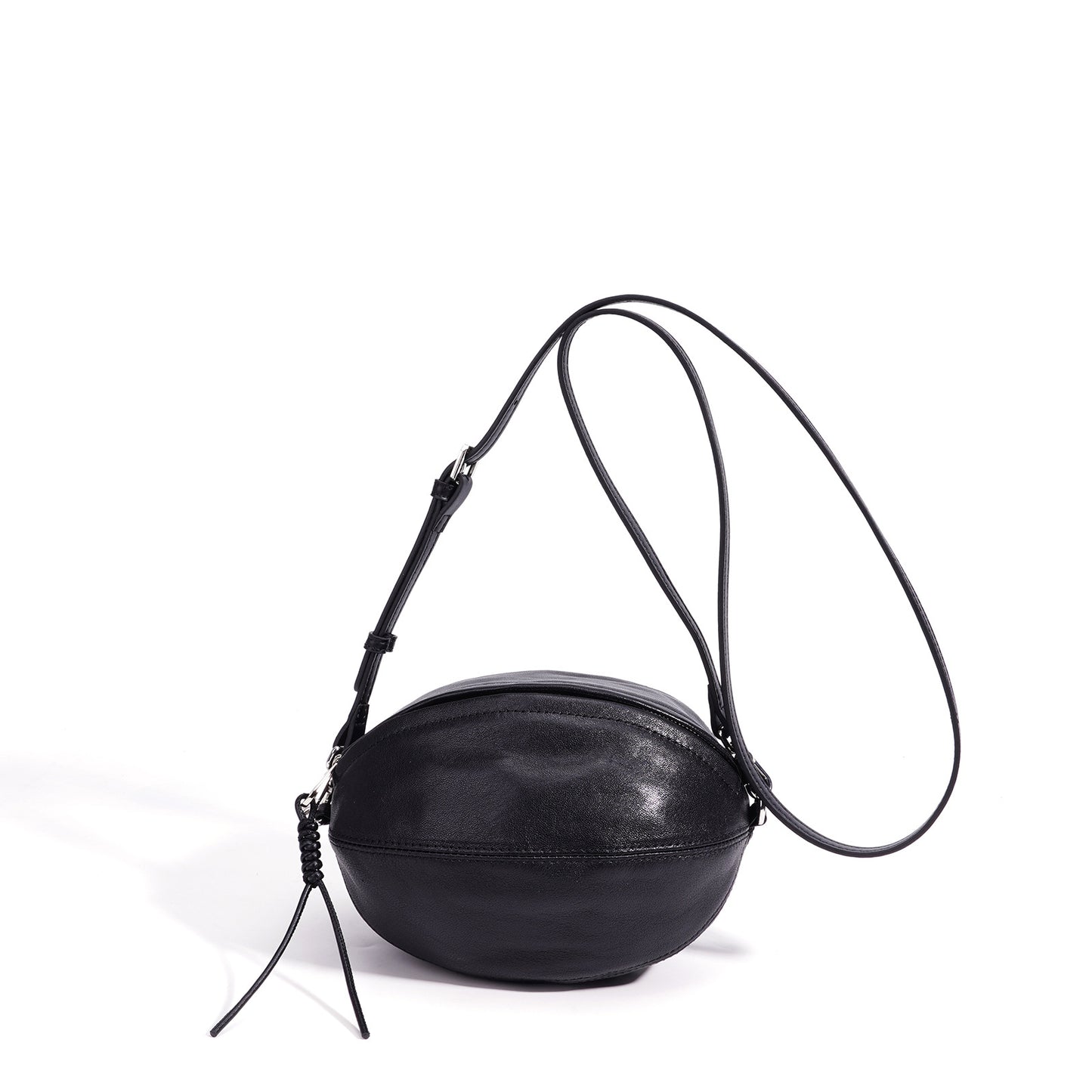 Modern Supple Genuine Sheepskin Leather Oval Rugby Clutch Bag