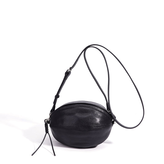 Modern Supple Genuine Sheepskin Leather Oval Rugby Clutch Bag