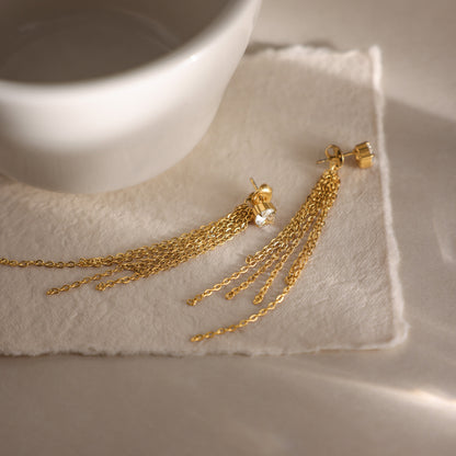 Luxury Majestic Fluid Cascading Tassel Drop Earrings