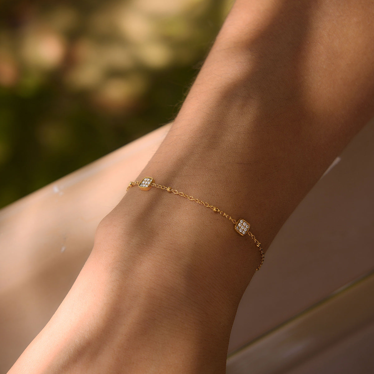 Modern Luxury Delicate Pavé Station Bracelet