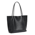 Minimalistische geräumige Tote-Clutch aus gewebtem echtem Leder