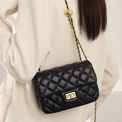 Timeless Petite Sheepskin Leather Quilted Flap Clutch Bag with Golden Ball Chain