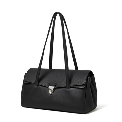 Sleek Pebbled Grain Texture Flap Genuine Leather Tote Clutch Bag