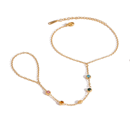 Minimalist Bracelet Inlaid with Colored Diamonds