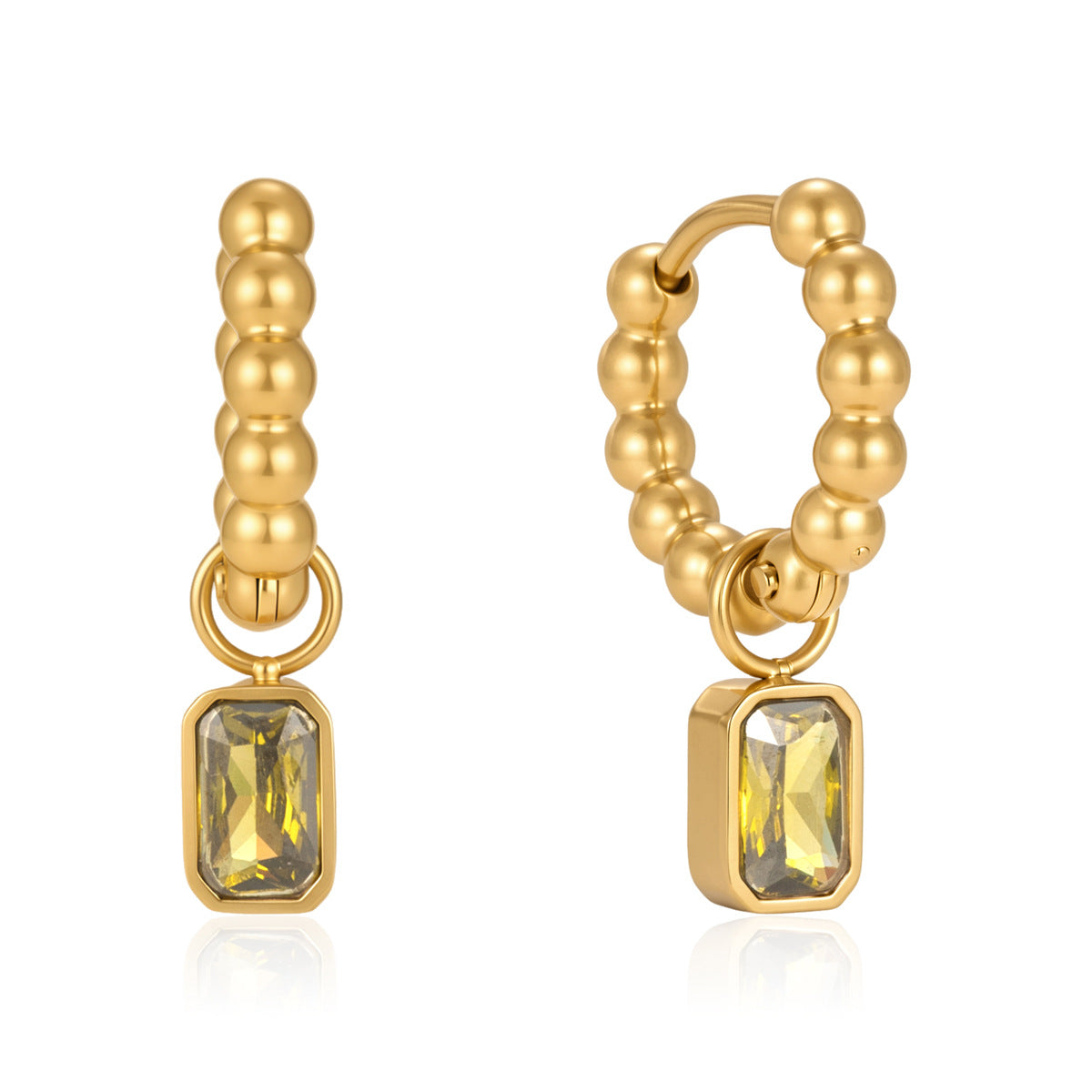 Luxury Vintage Ribbed Beaded Champagne Charm Earrings