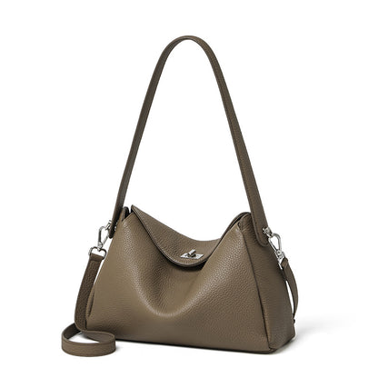 Nonchalant Lychee-Grain Genuine Leather Crossbody Hobo Bag