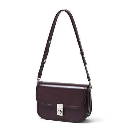 Vintage Sleek Plain Cowhide Genuine Leather Shoulder Messenger Bag