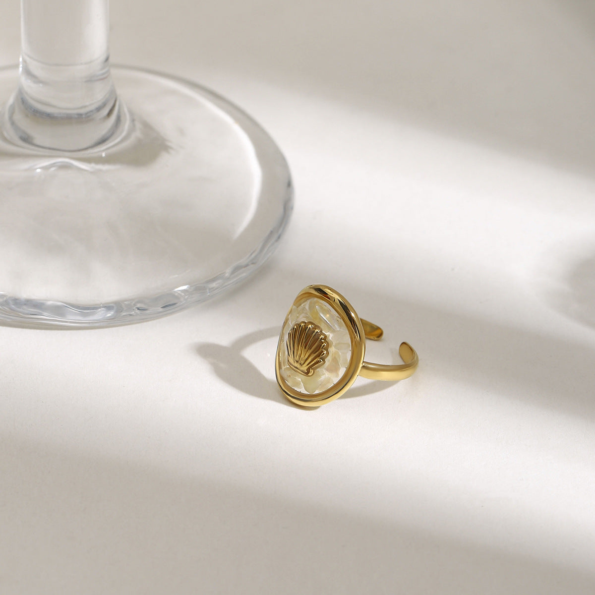 Sculpted Shell Coastal Charm Ring