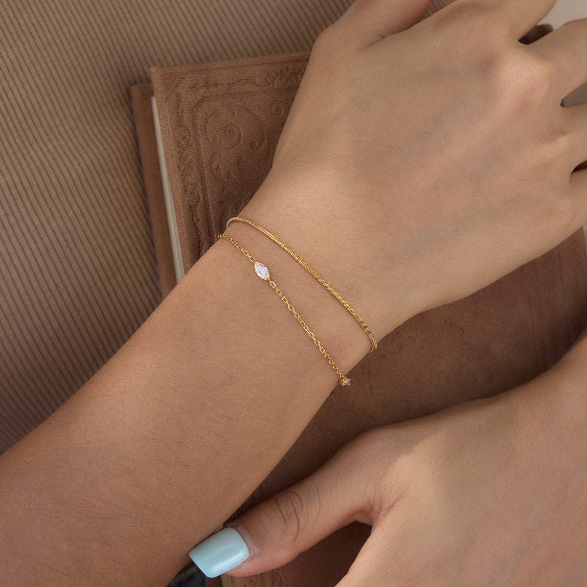 Dual Silhouette Marquise Element Layering Bracelet
