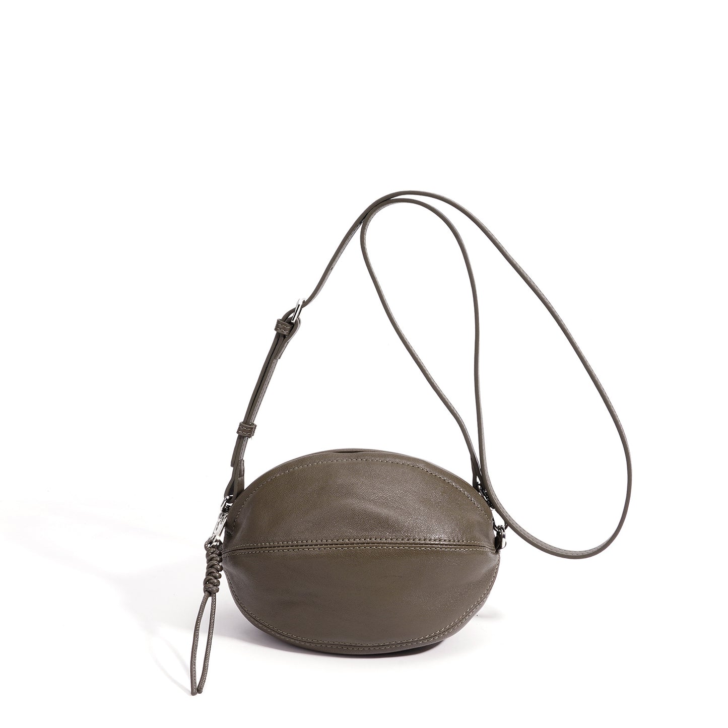 Modern Supple Genuine Sheepskin Leather Oval Rugby Clutch Bag