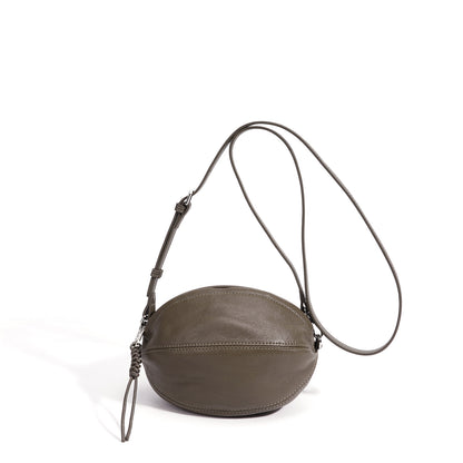 Modern Supple Genuine Sheepskin Leather Oval Rugby Clutch Bag