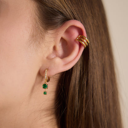 Modern Luxury Graduated Dual Crystal Huggie Earrings