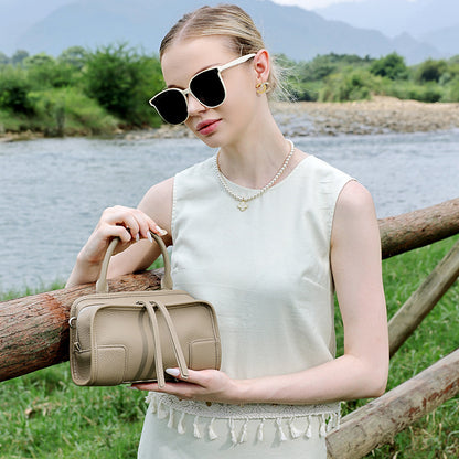 Chic Genuine Leather Boston Clutch Bag