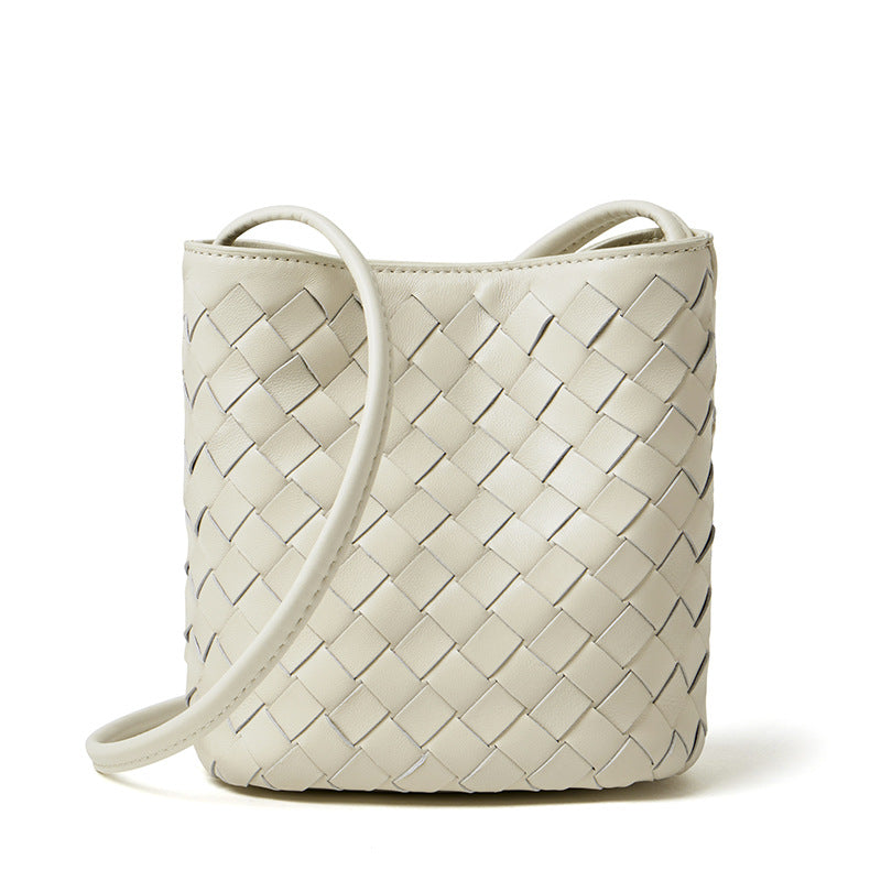 Handgefertigte gewebte Premium-weiche Echtleder-Schafsfell-Umhänge-Bucket Bag