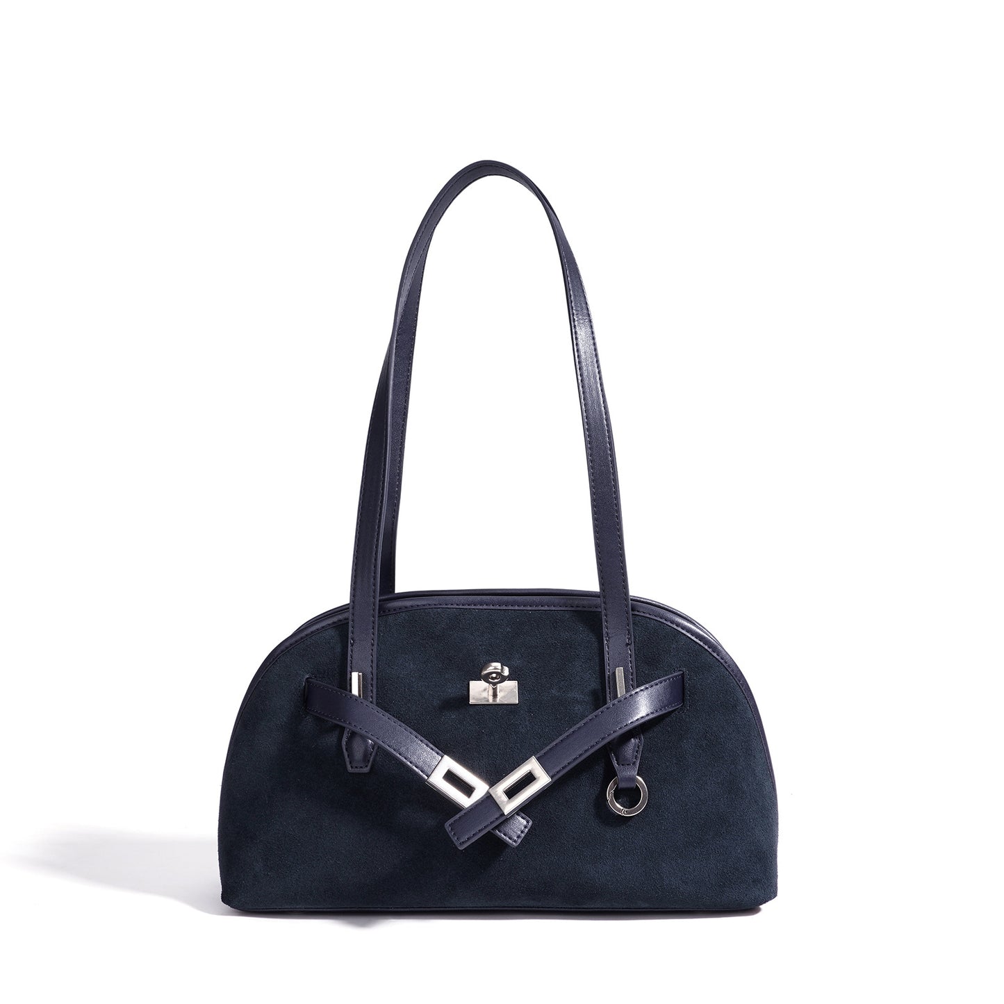 Sleek Soft Suede Genuine Leather Curved Clutch Bag