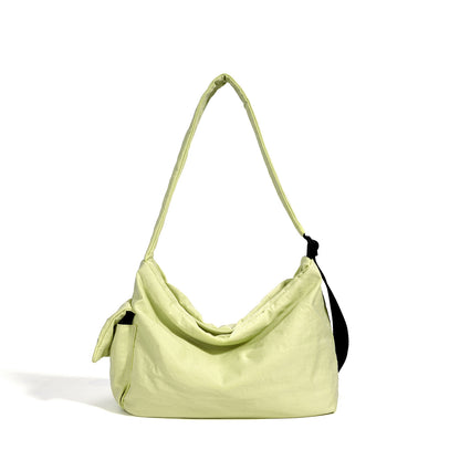 Minimalist Slouchy Nylon Shoulder Clutch Bag