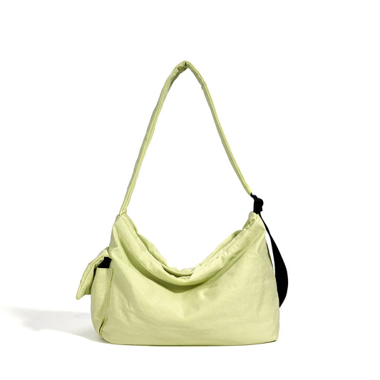 Minimalist Slouchy Nylon Shoulder Clutch Bag