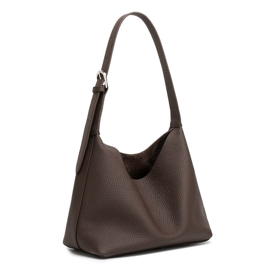 Versatile Genuine Leather Hobo Bucket Bag with Adjustable Shoulder Strap