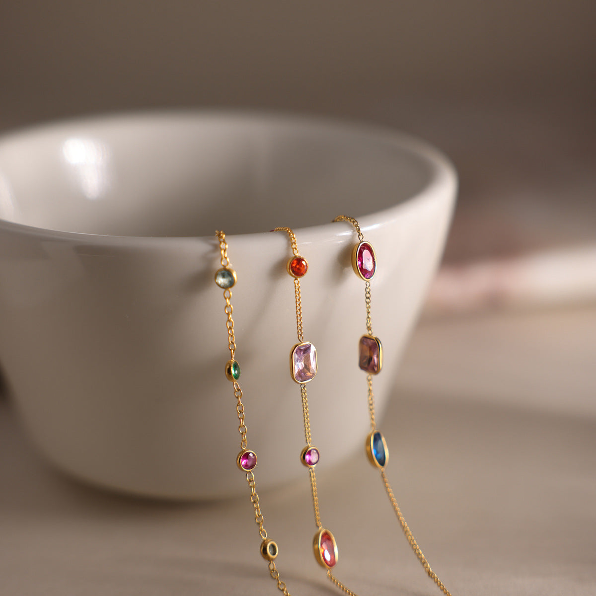 Chromatic Gradient Geometric Luminary Stacking Bracelet