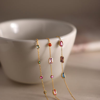 Chromatic Gradient Geometric Luminary Stacking Bracelet