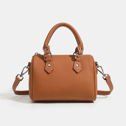 Retro Luxury Pebbled Genuine Leather Boston Clutch Bag